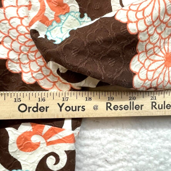 Trina Turk Jacket Womens 8 Brown Orange Floral Blazer Wool Open Lined Career - Picture 9 of 11